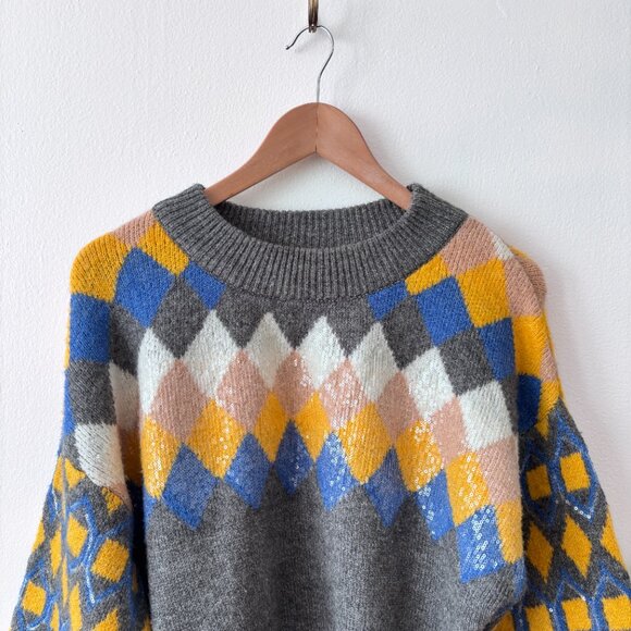 Zara Glittery Diamond Argyle Sweater - Picture 9 of 12